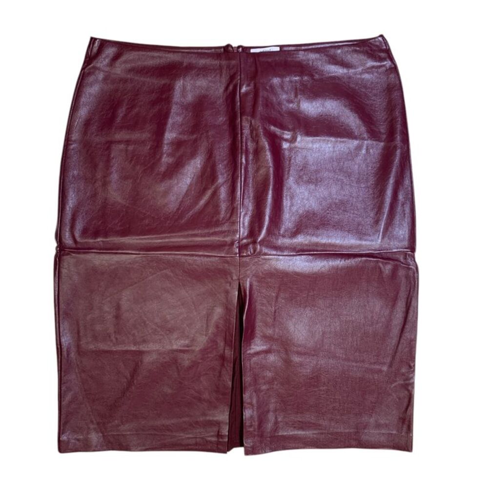 Burgundy - Edited by Hunter McGrady Womens Faux Leather Midi Skirt, High-Rise, P